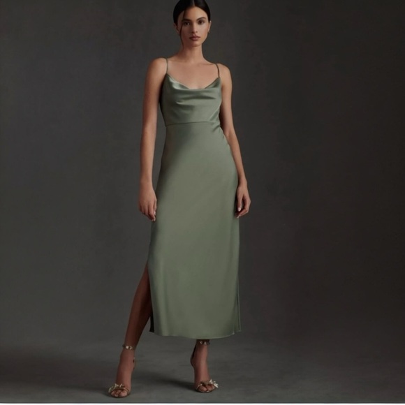 Sachin + Babi Sage Green Satin Midi Dress - Picture 1 of 12